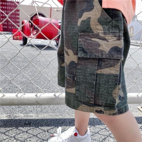 Summer Childrens Pants Washed Camouflage Baby Boy Shorts Cotton Loose Sport Beach Shorts For Boys Kids Clothes Pants For 2-8Y