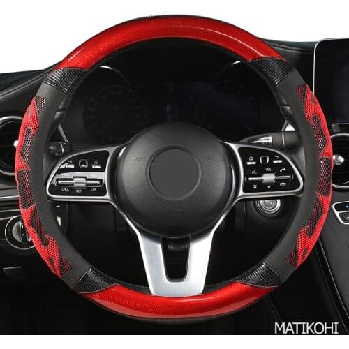 MATIKOHI Carbon Fiber Leather Car Steering Wheel Cover For C1 C3 C4 C5 DS4 DS5 Berlingo B9 Xsara Picasso Jumpy Saxo Spacetourer