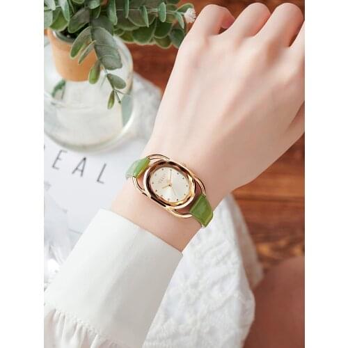 Cute Elegant Green Womens Watch Japan Mov't Lady Hours Fine Fashion Real Leather Bracelet Girls Gift Julius Box