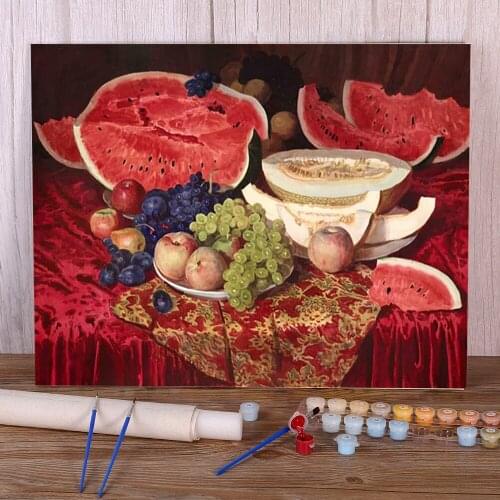 Fruit Painting By Numbers Kit Oil Paints 50*70 Canvas Pictures Home Decor For Children Handicraft For Wholesale