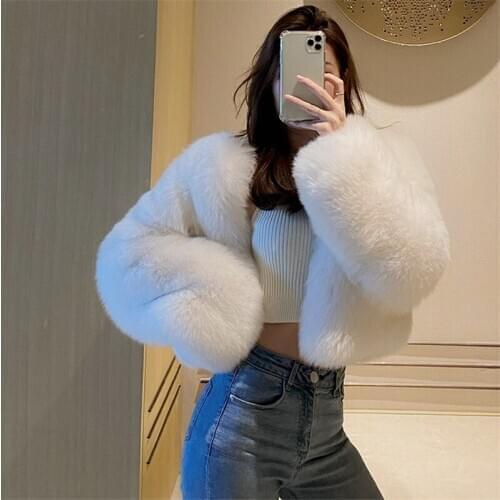 FURSARCAR 2021 New Fashion Winter Women Natural Snow Fox Fur Jackets Short Fur Coat Thick Warm Whole Skin Hot Body Outwear
