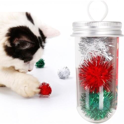 2021 New Cat Interactive Toys Christmas Style Holiday Simple Crinkle Cat Dog Toys Portable Stylish Cat Toy Ball Mix Color Set