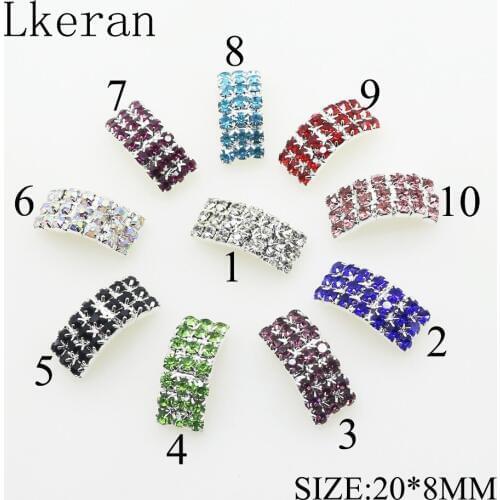 Wholesale 100 Pcs/lot 8*20mm Arched Rhinestone Buckles Diamond Buckle Plated Silver Square Invited to the Wedding Ribbon Slider