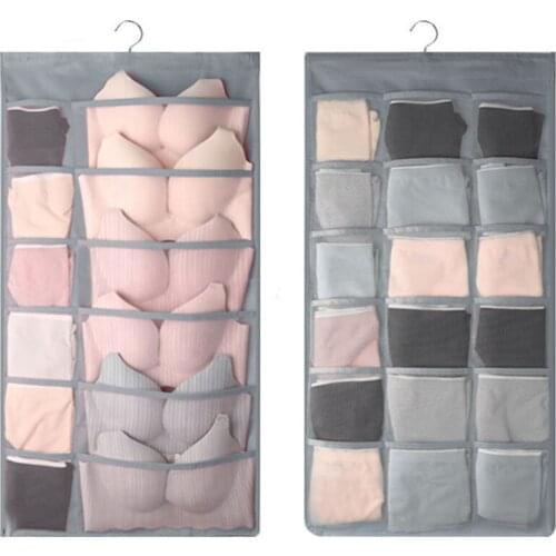 Closet Hanging Organizer Dual Sided Wardrobe Storage Bags Organize Accessories For Bra Underwear Underpants Socks TS2
