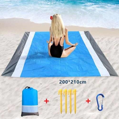 Portable Sandproof Beach Towel Folding Lightweight Camping Grounding Mat Outdoor Picnic Waterproof Mats Windproof Beach Blanket