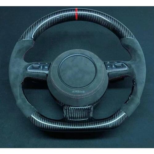 Cuatomized Carbon Fiber Sports Shape Steering Wheel Alcantara Leather for Audi C7 A4 A5 A6 A7 2012-2017 with Paddle Shift