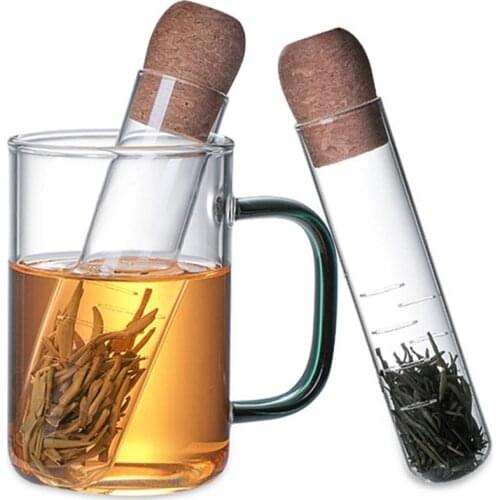 Glass Tea Infuser Cork Glass Bottle Transparent Tea Strainer Heat Resistant Tea Infuser For Mug Home Kitchen Tea Brewing Tube