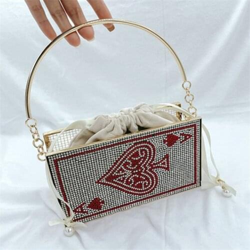 Ace Of Spades Diamonds Ladies Evening Bags Luxury Designer Handbag Metal Hollow Out Shiny Small Bag Clutch Purse for Wedding