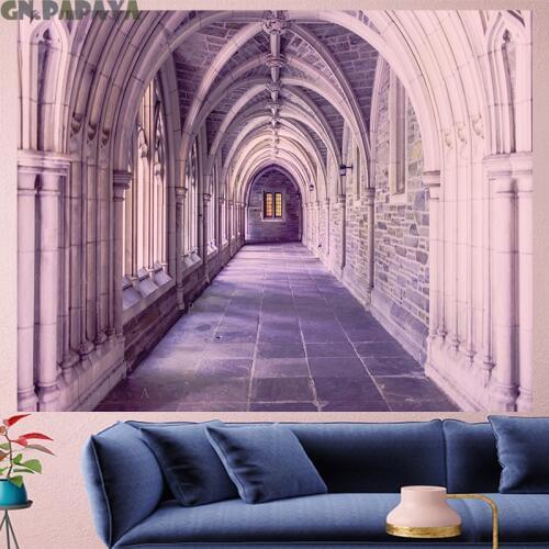 Baroque court interior tapestry Scenic Wall Hanging farmhouse decor vintage goblen landscape boheme decor Polyester Yoga mat