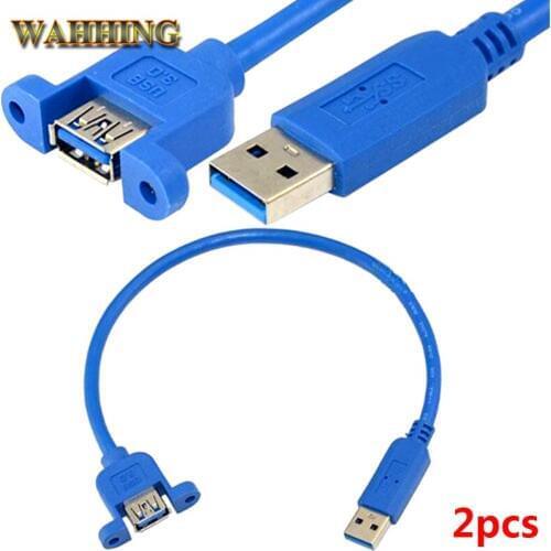 2pcs High Speed USB3.0 Male To Female USB 3.0 Extension Cable Computer Host Mainframe Panel Mount Screws USB Connector HY320