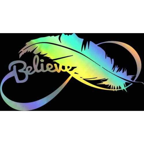 WaveHands Car Sticker Feather Sticker Large Decal Window Reflective Decoration Decals Vinyl Auto Car Accessories 22x12cm