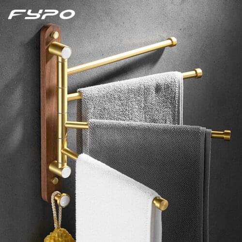Fypo Bathroom Rotating Towel Rack,3/4-Bar Towel Hanger Space Aluminum Towel Holder Swivel Bathroom Towel Rack Holder Organizer