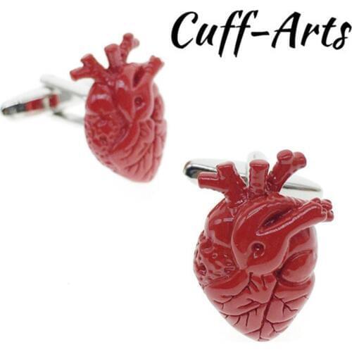 Cuffarts Cufflinks High Quality Red Heart Shape Cuff Links Suited For Weddings Jewelry For Men Accessories Cufflinks C10051