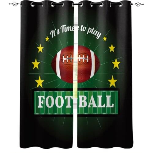 Gymnasium Soccer Balls Football Design Blackout Curtains For Bedroom Blinds Drapes Window Curtains For Living Room High Shading