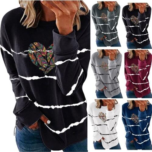 Womens Pattern Print Simplicity Leisure Style Multiple Styles Long Sleeve Round Neck Loose Comfortable Sweatshirt Tops