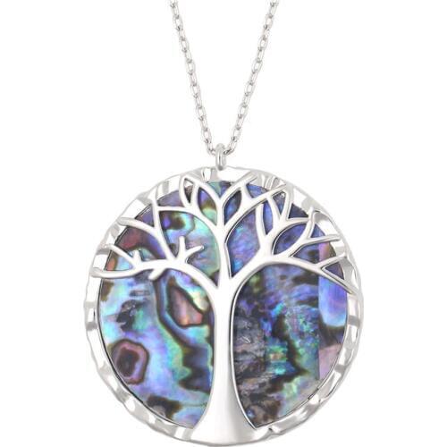 FDLK New Fashion Alloy Tree of Life Pendant Natural Abalone Shell Necklace Glamour Women Wedding Jewelry
