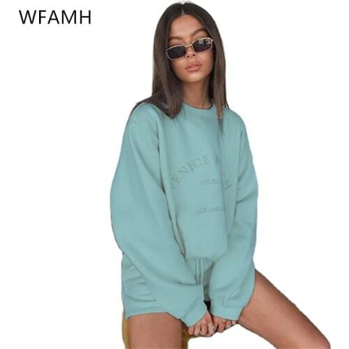 2021 Spring Womens New Fashion Letter Embroidered Fleece Thicken Loose All-match Casual SweaterPolyester Bamboo Fiber Full