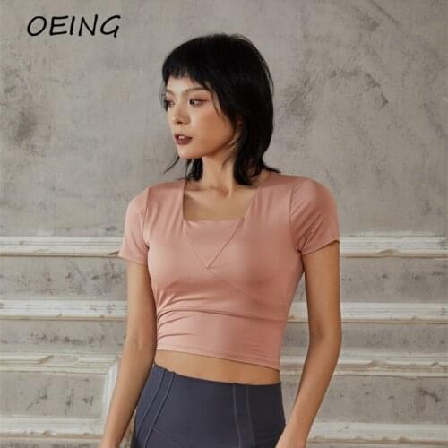 Short Sleeve Womens Sport Crop Tops with Underwear Workout Clothes Yoga Running Shirts Wear