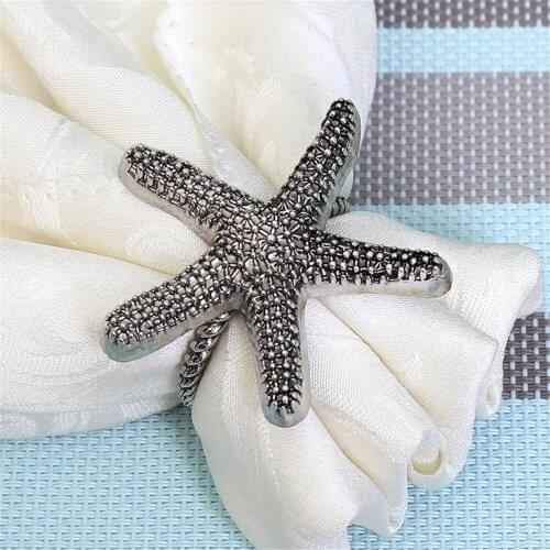 10 / PCS NEW seahorse starfish shell napkin ring napkin ring towel buckle restaurant hotel tableware accessories free shipping