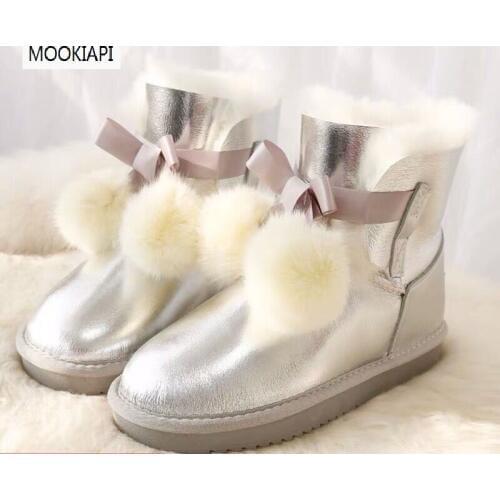 2019 European high-quality snow boots, real sheepskin, natural wool, womens boots, free delivery 3 colors