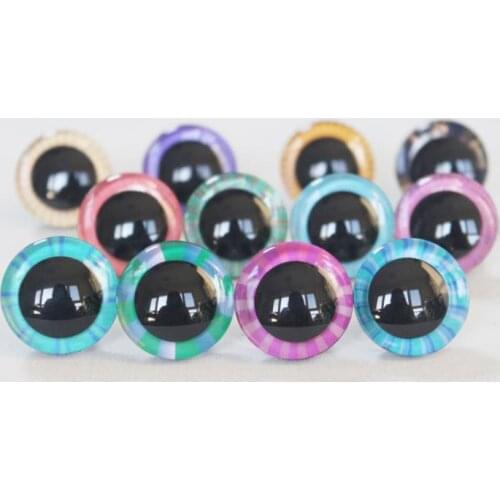 40pcs NEW design 9-12-14 16 18 20 25 30 35mm New 3D colorful toy safety eyes doll eyes + washer for diy plush doll--X12A