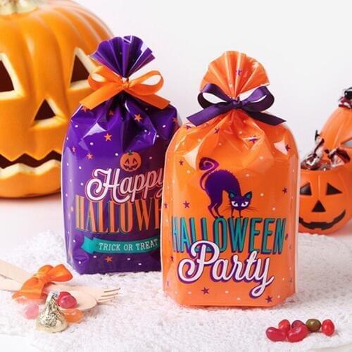 50pcs/set Halloween candy bag witch pumpkin bundle pocket children gift decoration baby shower OPP gift bag DIY home decoration