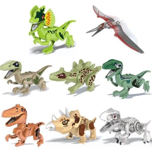 8Pcs Colorful Dinosaur Building Blocks Bricks Toy Dinosaur Model Set DIY Assembly Action Figures Toys Pteranodon Tyrannosaurus