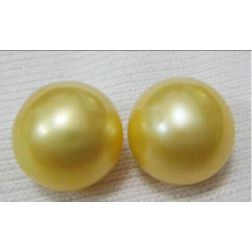 Free shipping HUGE 10-11MM SOUTH SEA GOLDEN PEARL EARRING