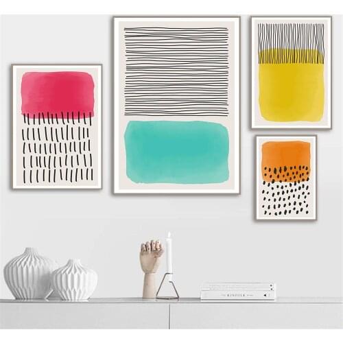 Colors Geometry Art Print Poster Red Yellow Abstract Line Canvas Painting Minimalist Wall Art Poster Pictures Gallery Home Decor