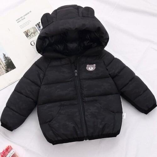 Childrens Winter Jacket Cartoon Bear Hooded Styles Warm And Fashionable Boys And Girls Down Jacket 1-6 Years Old