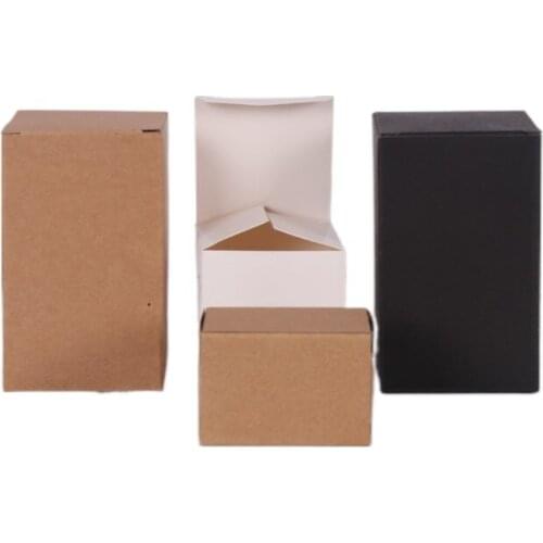 50pcs/lot 20sizes Available 3 Colors Kraft Black White Cardboard Boxes Packaging Coffee Tea Folding Simple Handmade Soap Box