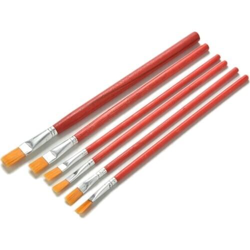 6 Pcs Artist Paint Brush Nylon Hair Watercolor Acrylic Oil Painting Supplies