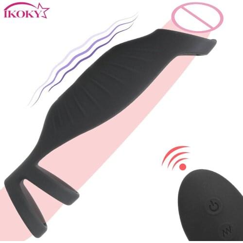9 Modes Penis Enlargement Erection Cock Ring Penis Sleeve Wireless Remote Control Vibrating Penis Ring Delay Ejaculation