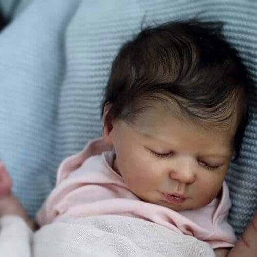 NPK 19inch Reborn Doll Kit Valentina By Elisa Sleeping Baby with Cloth Body Fresh Color Soft Touch Unfinished Doll Parts