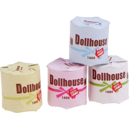 2pcs 1/12 Scale Dollhouse Miniature Mini Tissue Paper Roll Bathroom Decor Accessories