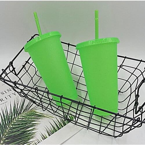 Water Bottle Reusable High-capacity PP Straw Green Drinking Tumbler Cup for Office