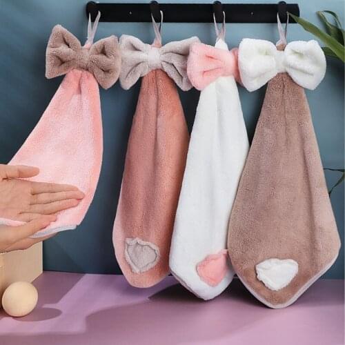 Soft Coral Fleece Hand Towels Bathroom Quick Dry Washcloth For Home Cleaning Tool Accessory Wall Mounted Kitchen Supplies