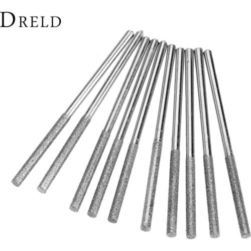 10Pcs Diamond Burs Mini Drill Dreme Accessories Drill Brush Set Power Tools Diamond Polishing Abrasive Grinding Head 3mm Shank