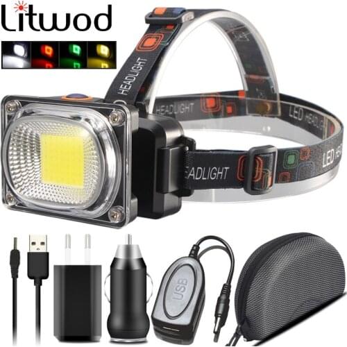 4 Colors COB White Red Rreen Yellow Led Headlamp USB Charging 18650 Battery Head Flashlight Lamp Outdoor Camping Lantern Torch