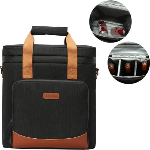 New 2020 Wine Cooling Bag 100% Leakproof Picnic Cooler Bag Vintage Leather Refrigerator Bag Portable Thermal Bag