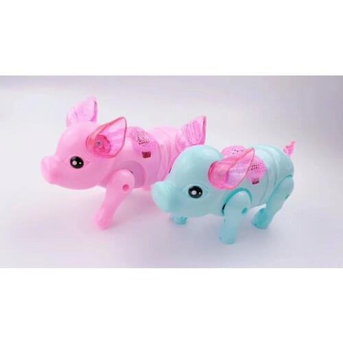 New electric rope pig creative lighting concert walking doll carton flashing music pig childrens toys stall selling
