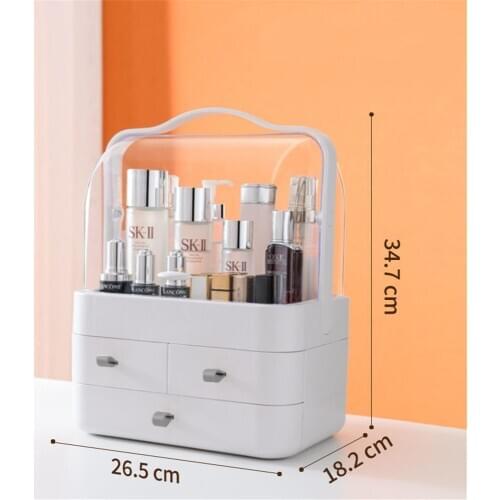 Makeup Organizer Cosmetic Storage Box Lipstick Rack Jewelry Storage Box Cosmetic Brush Portable Drawer with Cover Dust-proof