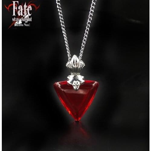 Action anime Fate stay Night Tohsaka Rin Necklace figure Girls Women Anime Jewelry Red Crystal Pendant Necklaces Cosplay Party