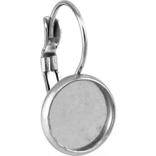 Pendientes Stainless Steel French Earring 8/10/ 12mm Crown Cabochon Cameo Setting Blank Base Wholesale 50pcs