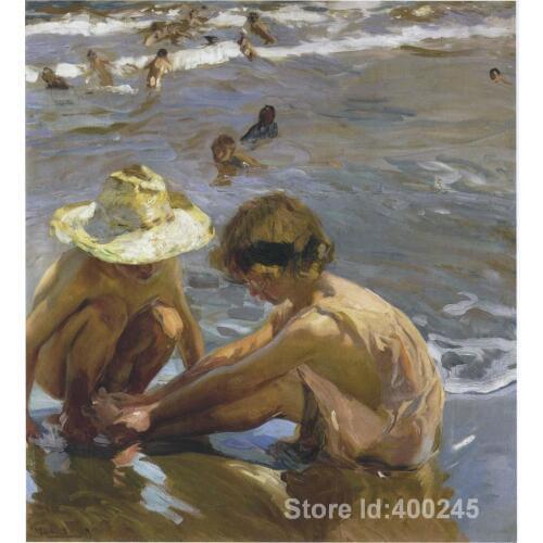Landscape beach Wounded foot Joaquin Sorolla y Bastida oil painting on canvas Handmade High quality