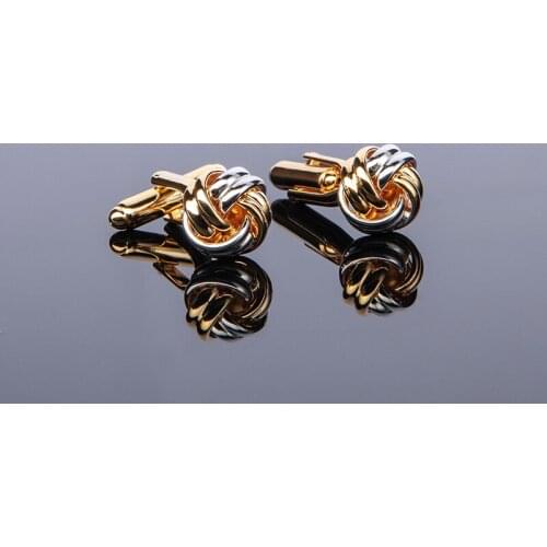 Hot Sale Metal Knots Cufflinks Mixed Silvery Gold Colors Cuff Jewelry For Mens French Shirt Wedding Party Gift Gentlemen