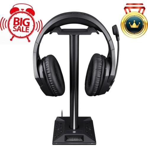 RGB Headphones Stand With 3.5mm AUX And 2 USB Ports, Headphone Holder For Gamers Gaming PC Accessories Desk