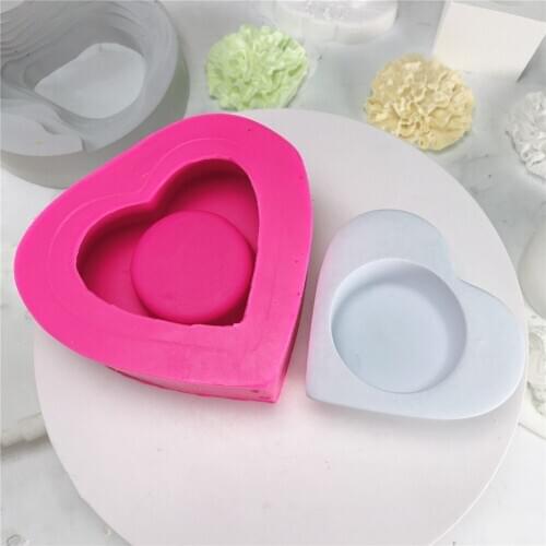 Handmade Diy Candle Mold Candlestick Cement Concrete Silicone Mold Heart-shaped Aromatherapy Plaster Ornaments Drop Glue