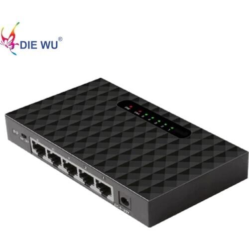 DIEWU 5 port fast ethernet switch 10/100mbps RJ45 Ethernet Lan Adapter 5-20V input with Signal amplification Plastic case