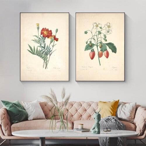 Nordic Flower Plants Art Plants Digital Watercolor Painting Murals and Prints Flowers Blooming Frameless Art Posters Home Decor